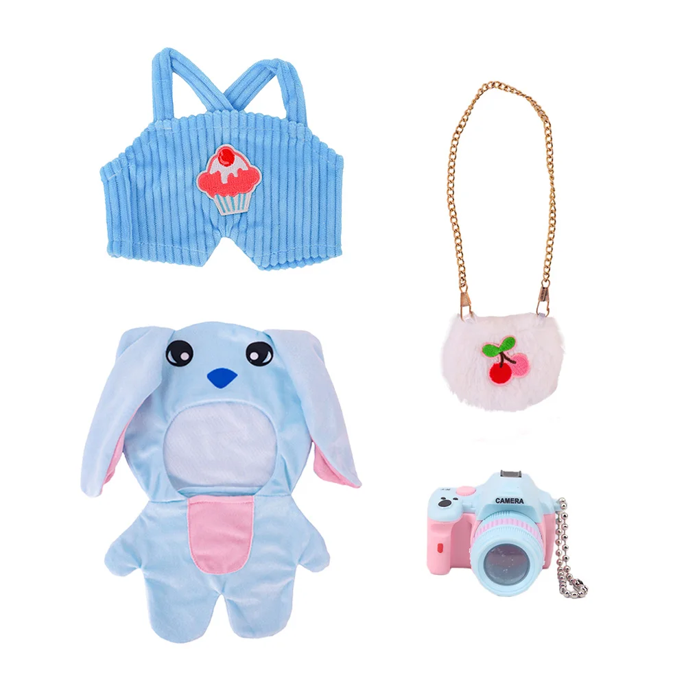 Duck Cafe Clothes Plush Lalafanfan Skirt Camera Handbag Plush Toys Soft Animal Set plush toy accessories doll clothes mini doll ornaments Girl Toys 4/3/2 Pcs 20-30cm