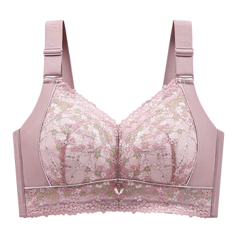 Women's Full Figure wire free Lace Plus Size Bra Non Padded Minimizer Bra 150Kg Plus Size Full Cup Thin Seamless Large Chest Bra 1