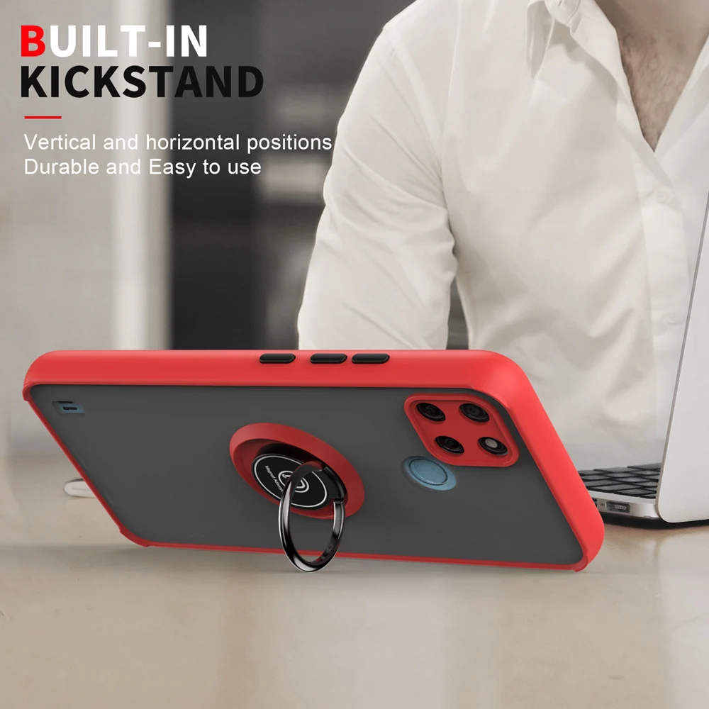 KEYSION Fashion Matte Case für Realme C21Y C25Y C20 C11 2021 Transparenter Ring Stoßfeste Telefonabdeckung für OPPO A15S A53 A_voghion.com