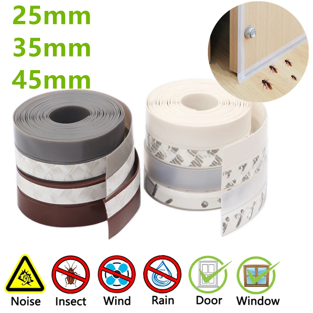 5 Color 9 Size Window Door Bottom Self Adhesive Silicone Rubber Seal Weathering Strip Sealing Tape