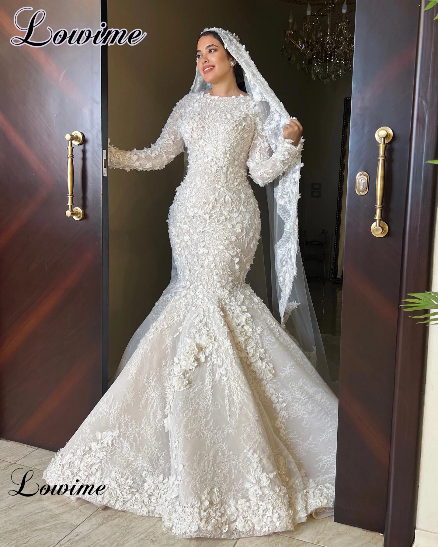 Muslim Wedding Dress With Floral Embroidery Bridal