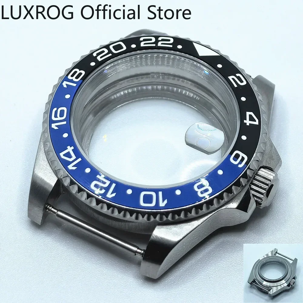 Stainless Steel 40MM Black Blue Ceramic Insert Watch Case