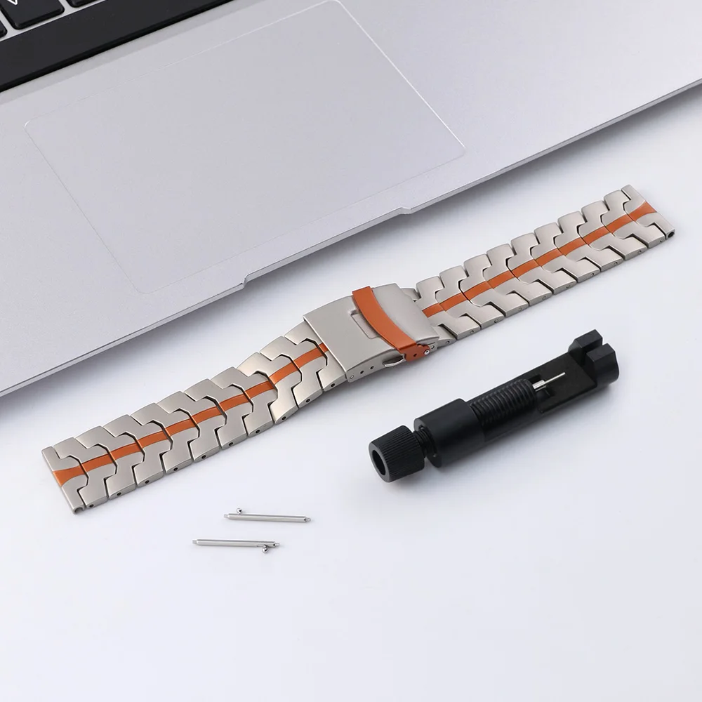 Luxury 22mm Titanium Strap - Men's Metal Bracelet Belt in Sporty Colors