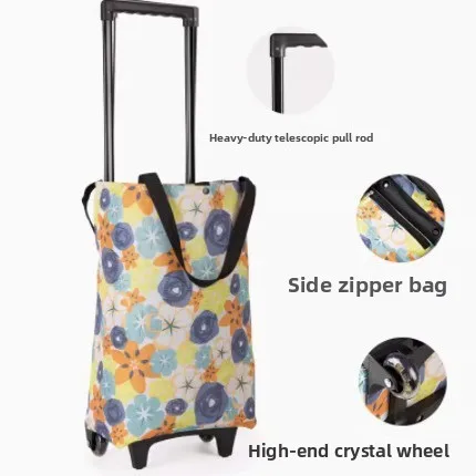 Convenient travel camping car trolley bag folding hand pull to buy groceries small cart home trailer bag small cart