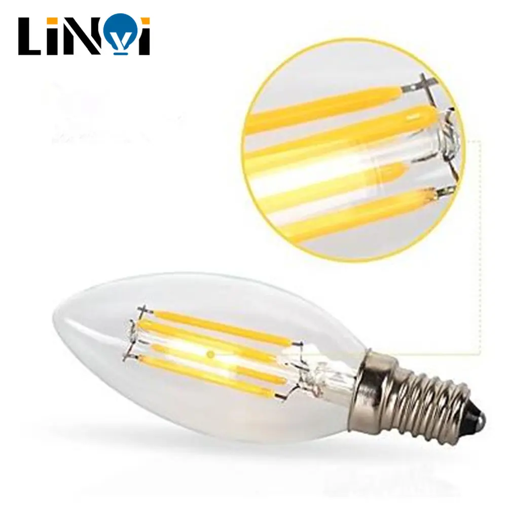 

1pcs E14 C35 Edison Bulb LED Bulb AC220/240V 2W 4W 6W Filament Candle Light Retro Antique Vintage Style Cold White Warm White