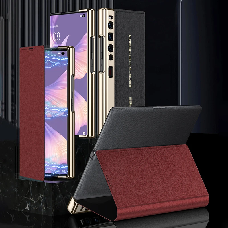 Original Case For Huawei Mate XS 2 Luxury Plating Painted Leather Magnetic Fold
