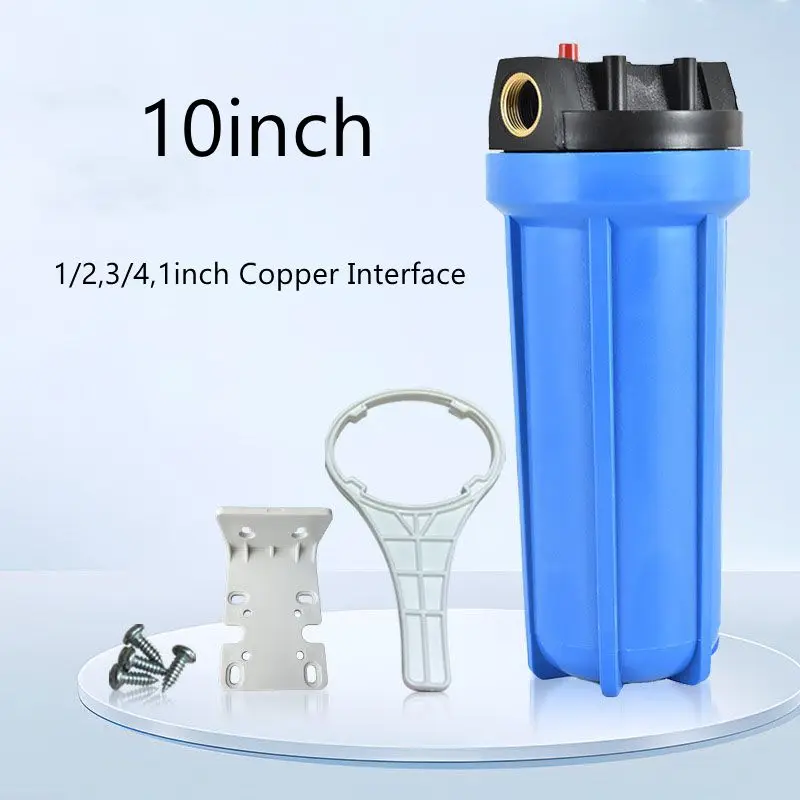 1 ชุด 10 นิ้วไขมันปานกลางสีฟ้าขวดกรอง SINGLE STAGE ด้านหน้าขวดกรองสูงตลับกรอง 1/2 "3/4" 1 "ทองแดง Interfac 1