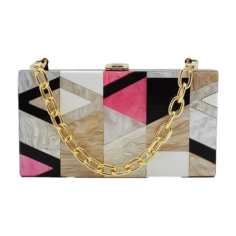 

Designer Hangbags New Luxury Geometric Lattice Patchwork Clutch Purse Elegant Evening Woman Wallet Casual Shoulder Crossbody Bag