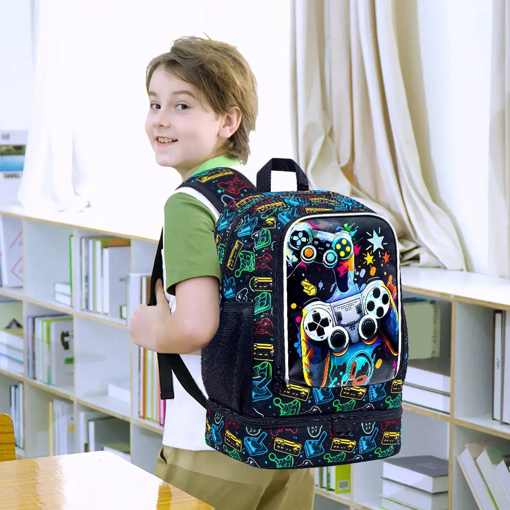 Zaino per Bambini, Set Zaino da Gioco con Scomparto Inferiore per il Pranzo, Borsa Scuola per Elementari, Prescolare e Bambini Piccoli - immagine 6