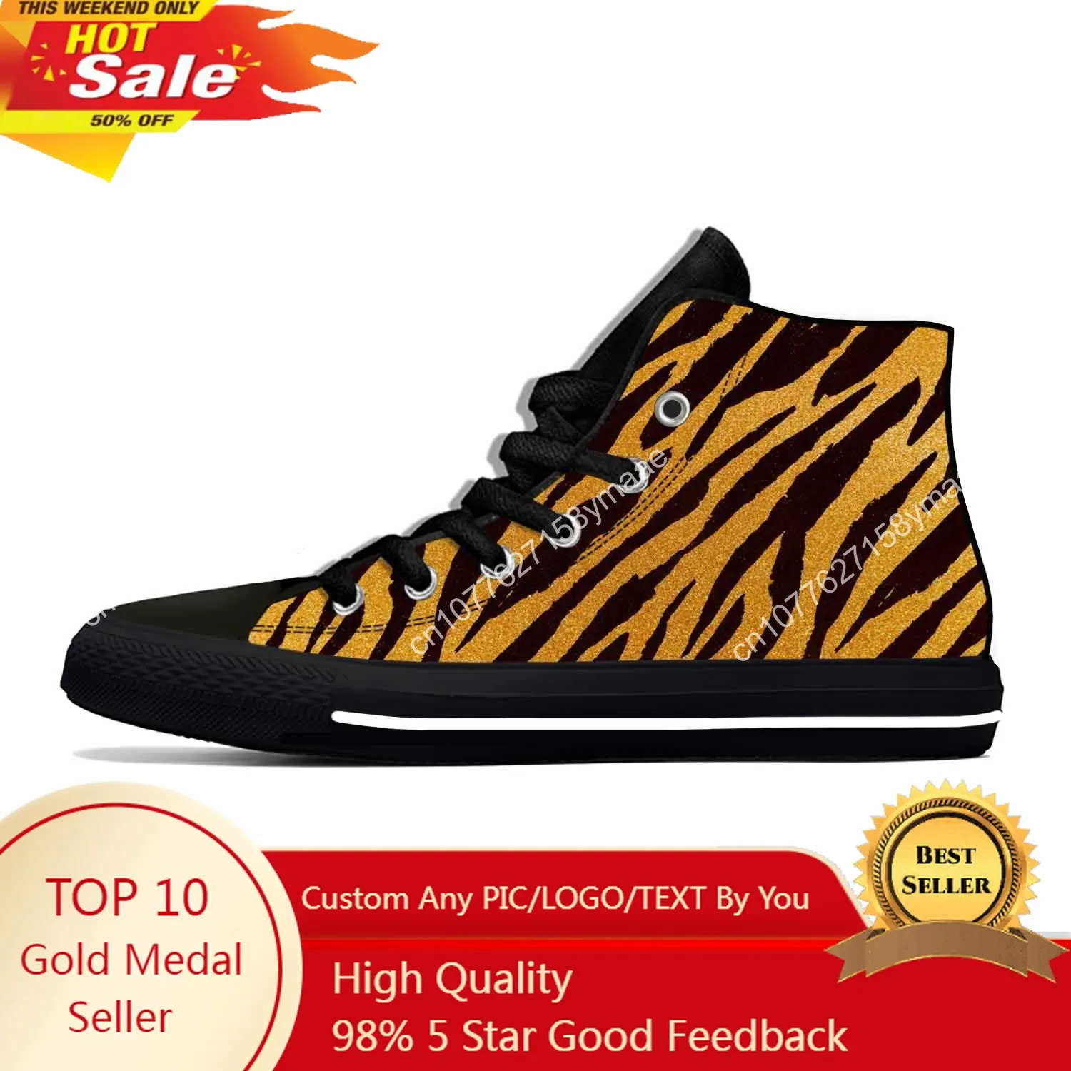 

Hot Cool Anime Cartoon Manga Tiger Stripe Pattern Fashion Casual Cloth Shoes High Top Board Shoes Lightweight Men Women Sneakers