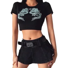 

2022 women new leisure dragon pattern of t-shirts with short sleeves in summer fashion vest shopping everyday wear