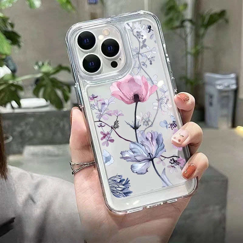 Clear Palm Tree Leaves Floral Phone Case Cover