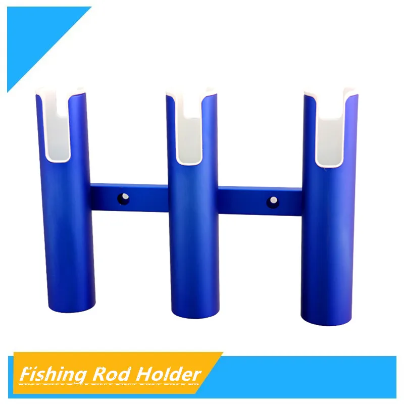 BlueSilverAluminium3TubeFishingRodHoldersWallMountedPodRack
