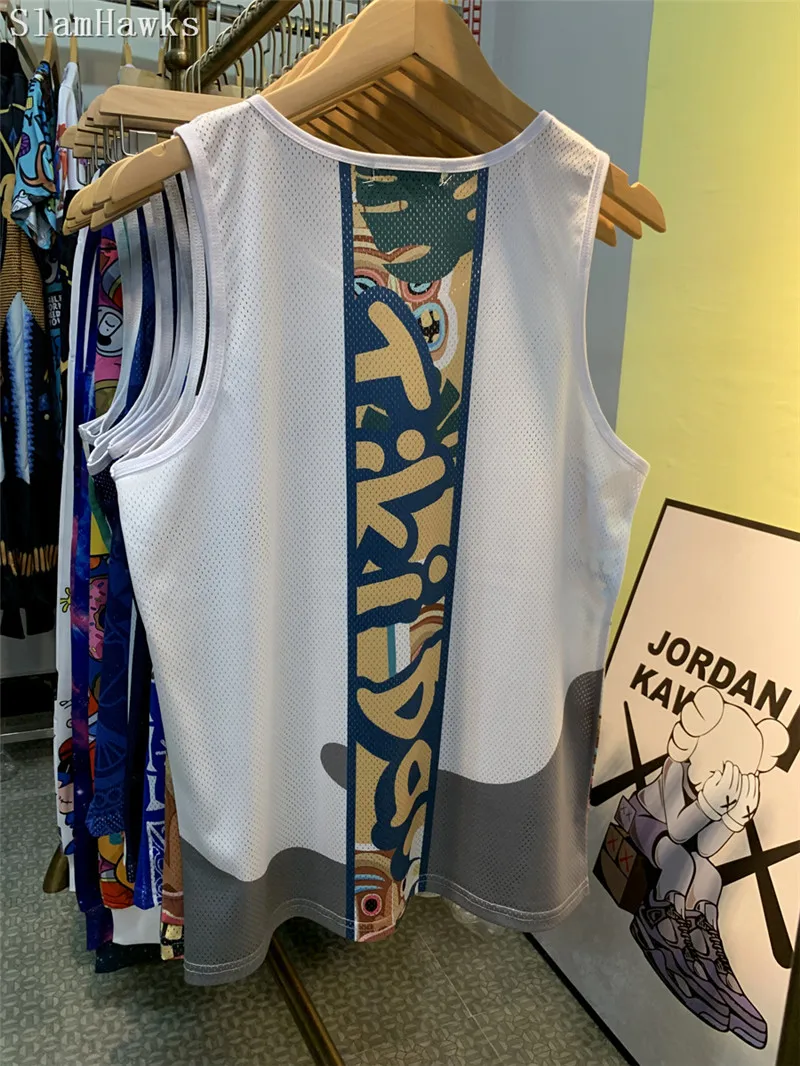 Hipjazer King Tiki 3D Print Battle Basketball Jersey CARTOON Summer Sport Beach Training Shirts Thermal Transfer Tanks