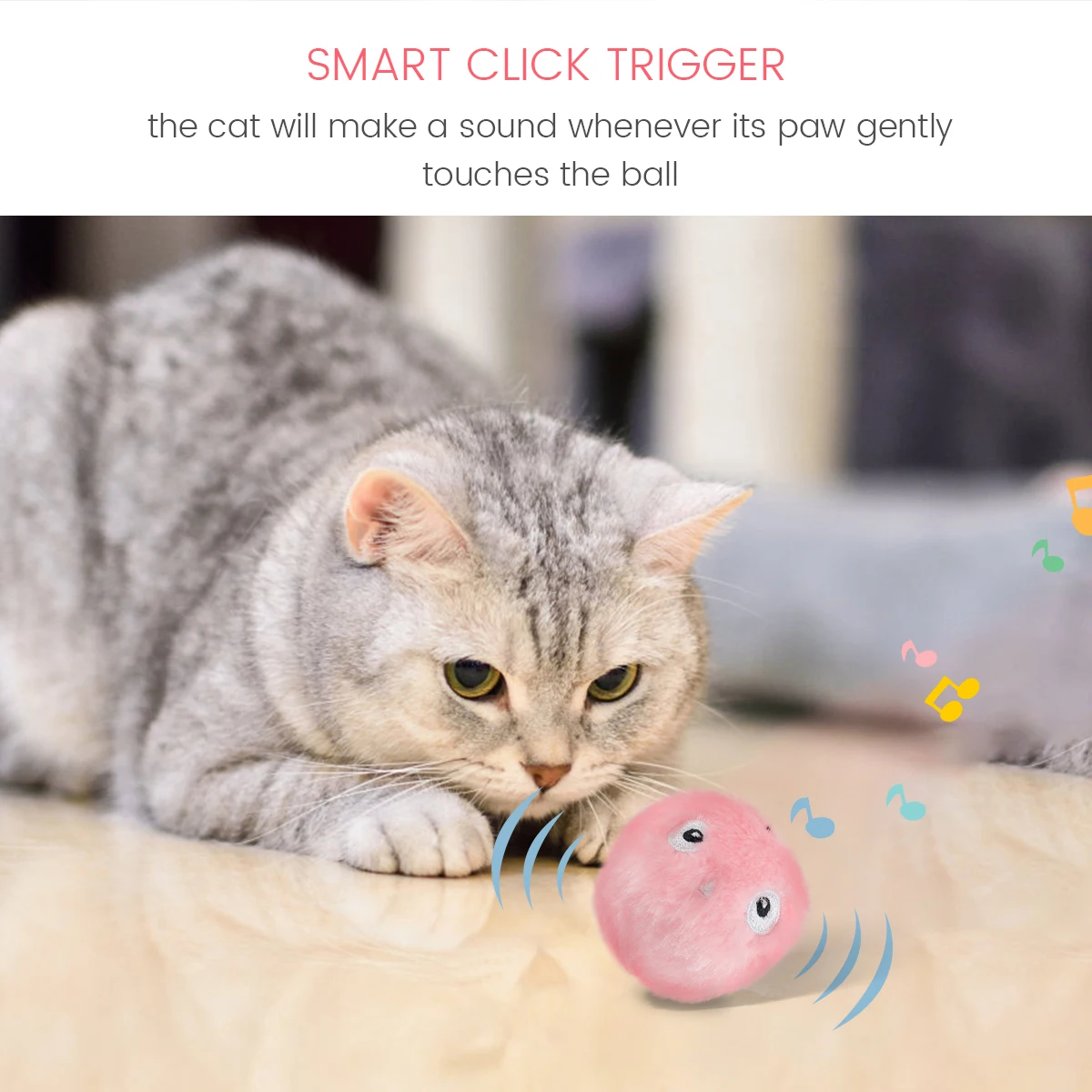 3Pcs Interactive Ball Smart Cat Toys Plush Electric Catnip Training Toy with Smart Trigger Squeaky Fluffy Attract Cat Toys Balls
