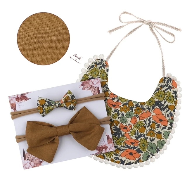 ѱ Ÿ Ÿ 3Pcs ϸϾ ư ι Ӹ  Ʈ  ɹ  μ Bowknot Ӹ  ϸϾ ư  Burp Cloths  ׼