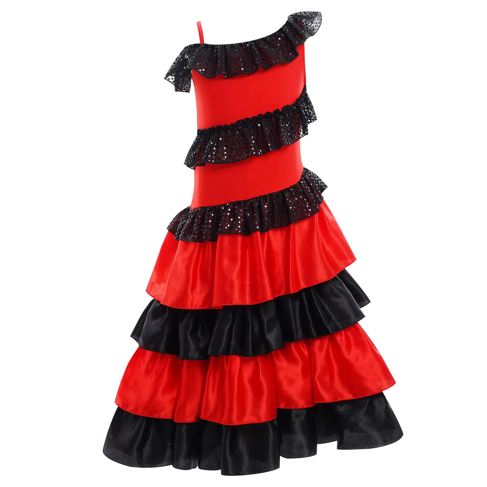 Girls Spanish Flamenco Dance Dress Off Shoulder Ruffles Satin Dress Classic  Flamengo Gypsy Dress Dancewear Performance Costume - AliExpress, image size:1600x1600