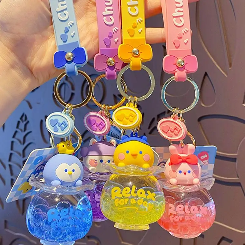 

Liquid Oil Colorful Beads Floating Liquid Keychains High Quality Material For Women Bag Pendant Bottle Keyring Key Charm Gift