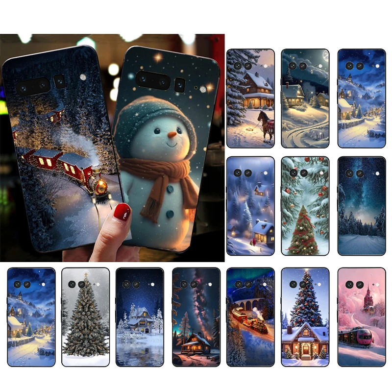 

Snow Winter Train Christmas Tree Phone Case For Google Pixel 8 7 Pro 7A 7 6A 6 Pro 5A 4A 3A Pixel 4 XL Pixel 5 6 4 3 3A XL Shell