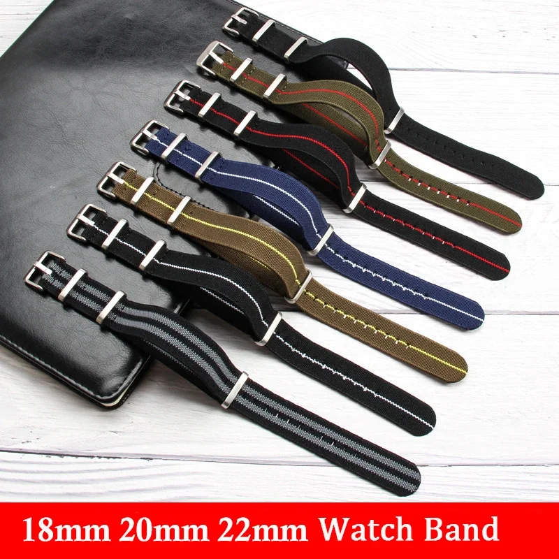 

Nylon Watch Band Stretch Strap 18mm 20mm 22mm Parachute Elastic Watch Military Strap for Seiko for Rolex Replacement Wristband