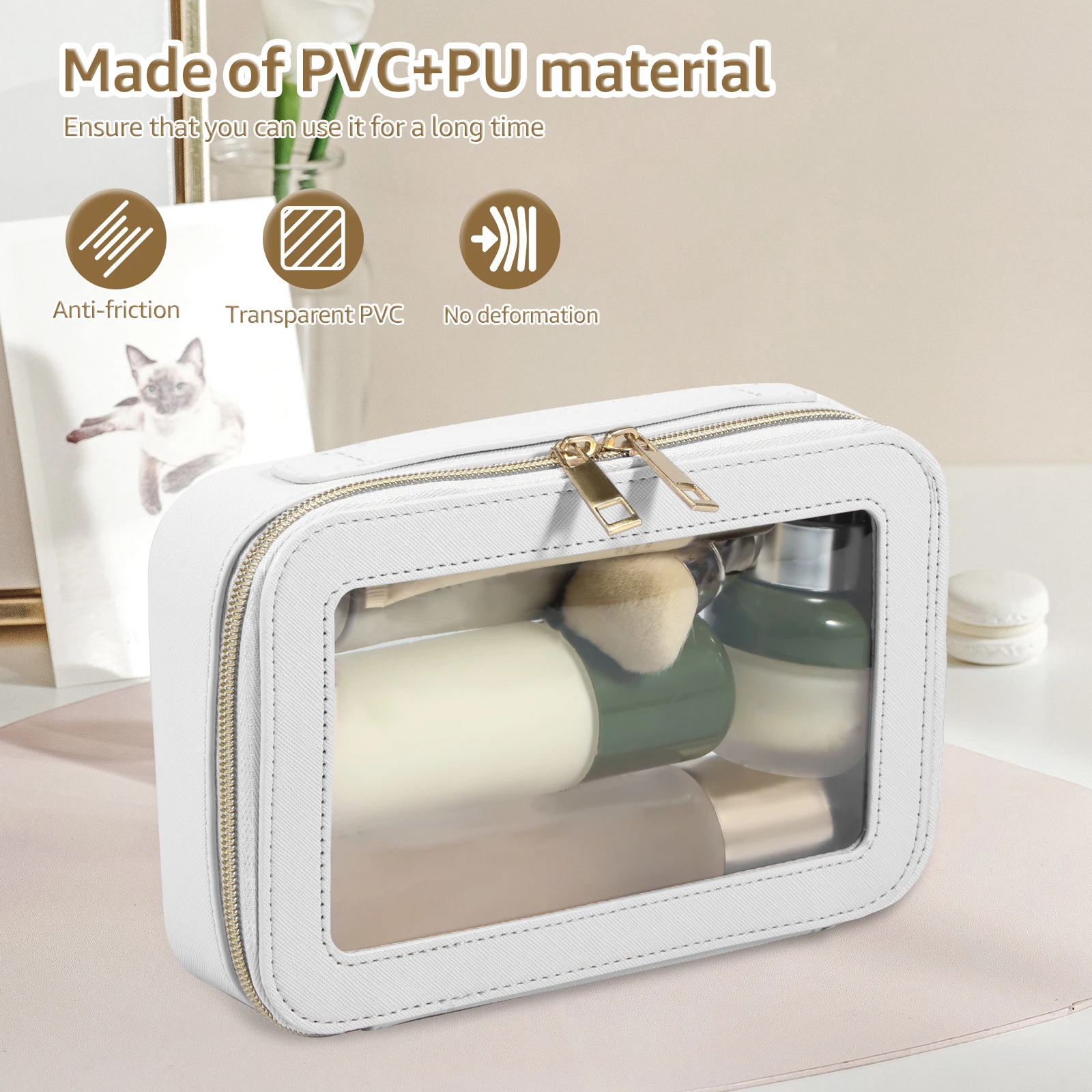 1Pc Clear Makeup Bags Large Capacity Cosmetic Storage Bags Waterproof Toiletry Travel Bag Stylish Makeup Pouch for Men and Women