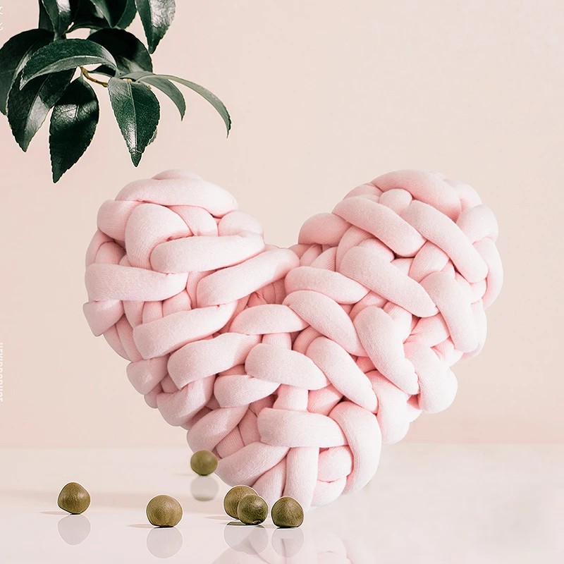 

Creative Heart Pillow Knots Cushion Heart Shape Solid Color Stuffed Plush Toy Doll Present Decorative Pillow Sofa Chair Decorate