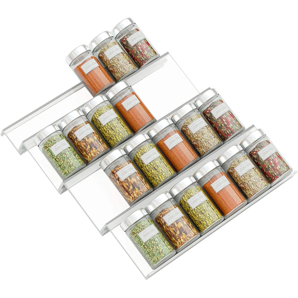 1/2/4PCS Spice Drawer Organizer Adjustable  Seasoning Organizer Acrylic Spice Jars Rack Tray Expandable Cabinet Kitchen Shelves