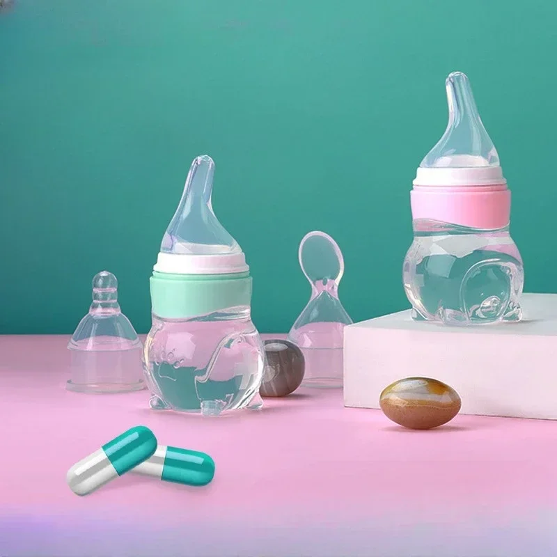 70ML Silicone Squeezing Feeding Bottle Spoon Bottle Feeder Newborn Baby Training Drink Spoon Safety Tableware Training Feeder