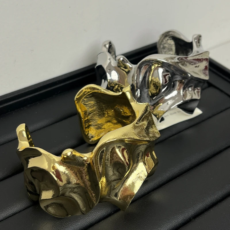 Geometric Irregular Exaggerate Open Bracelet Women Lava Texture Personalized Bracelet Bangle Luxury Fashion Jewelry Woman Gift