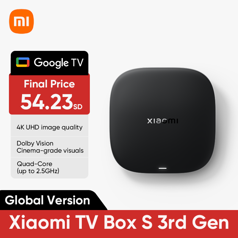 Global Version Xiaomi Mi TV Box S 3rd Gen 4K UHD Bluetooth 5.2 Wifi6 2GB 32GB Google TV Google Assistant Smart Media Control