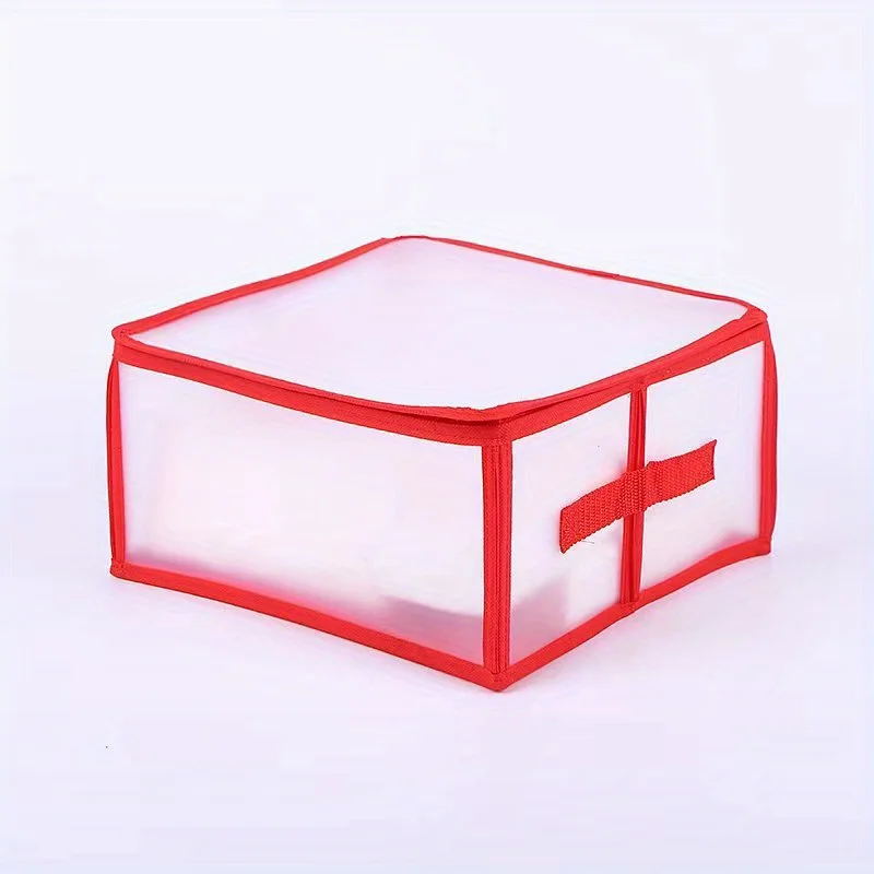 32-Compartment Christmas Ornament Organizer Box With Zipper，With Handles For Easy Organization， holiday party supplies