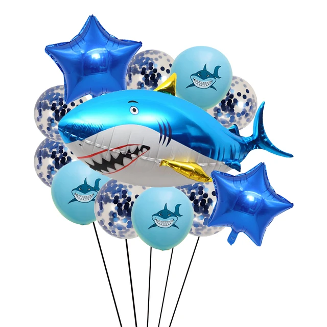 13pcs Shark Party Supplies Balloon Set Blue Sea Animals Shark foil Balloons  kids Ocean Animals shark Birthday Party Decorations - AliExpress