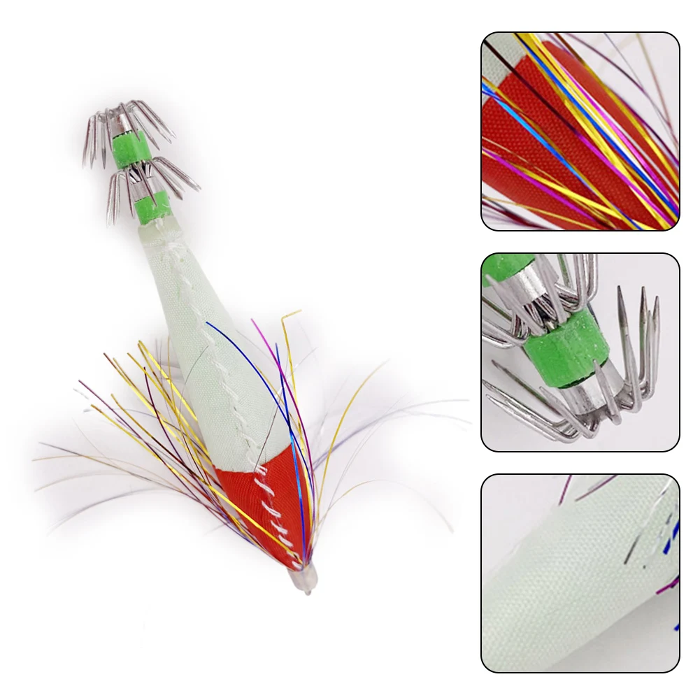 

6g/11cm Fishing Bait Luminous Wooden Shrimp Squid Hook Fake Artificial Baits Fish Hooks Fishing Tackle Accessories