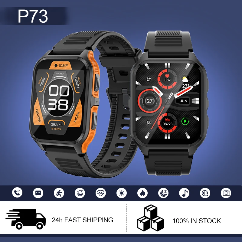 P73 1.83" Outdoor Military Smart Watch Men Bluetooth Call Smartwatch For Xiaomi Android IOS IP68 Waterproof Fitness Watch
