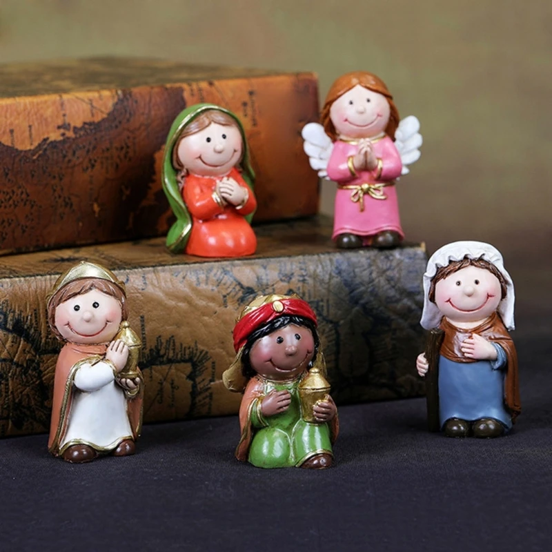 Holy Family Figures Crafts TV Shelf Fireplaces Room Christmas Decoration M68E