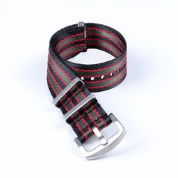 Durable Nylon Fabric Wristband with Stainless Steel Buckle - Available in Multiple Sizes - 22mm (Black Red Green)