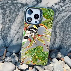 Tropical Green Leaf Shockproof Matte Laser Phone Case - iPhone 14 (CH - Black ZTYN 8)