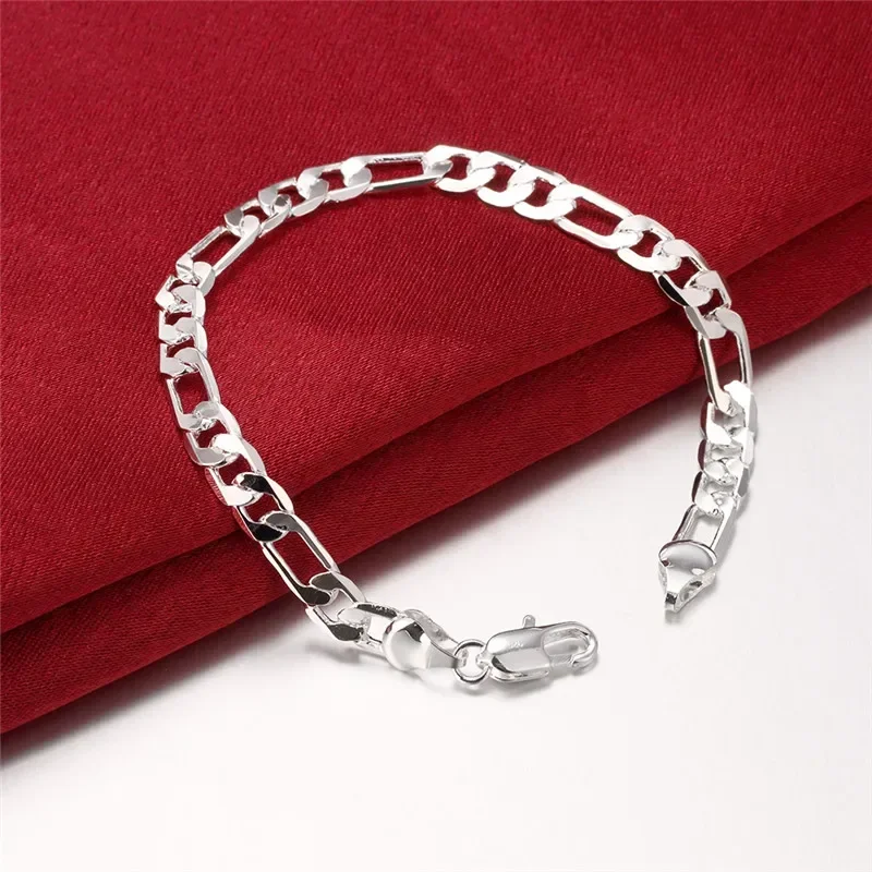 

Beautiful Elegant Wedding Women Men 925 Sterling Silver 6MM Chain Bracelet High Quality Fashion Classic Jewelry Wholesale