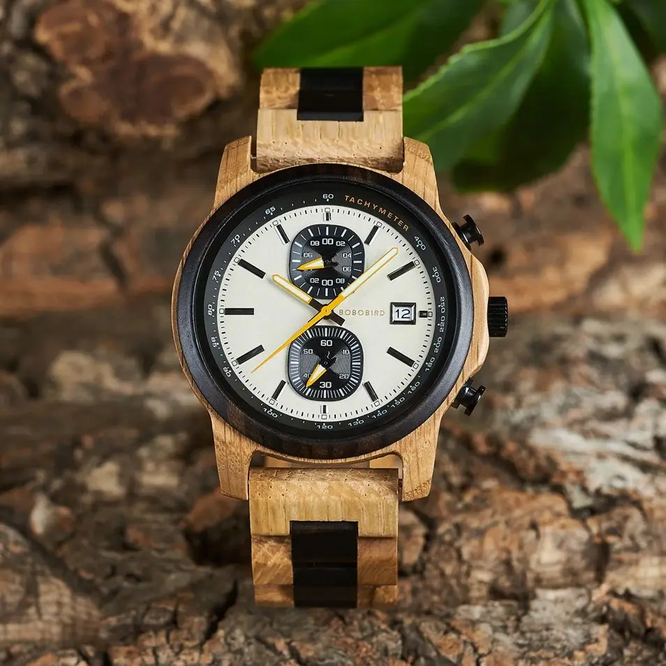 Men's Watches BOBO BIRD Wooden Men's Quartz Watch for Men Multifunctional Dials Wristwatch Support OEM Custom Logo Dropshipping