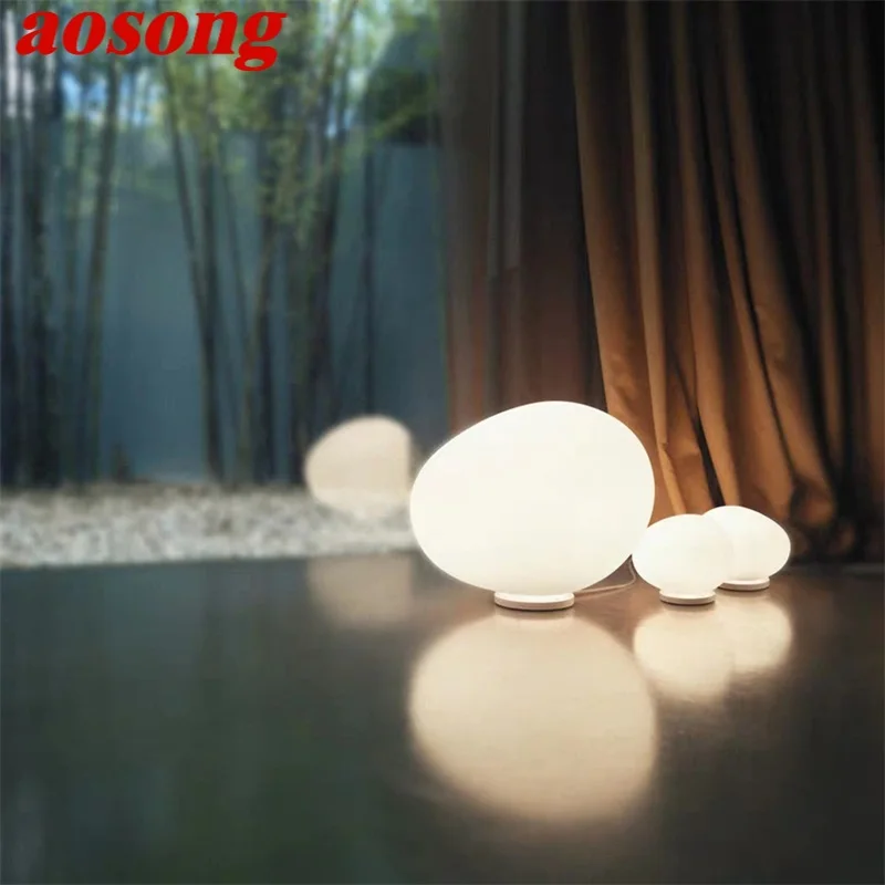 

AOSONG Nordic Table Light Creative LED White Eggs Shape ModernLamps Bedroom for Home Decoration
