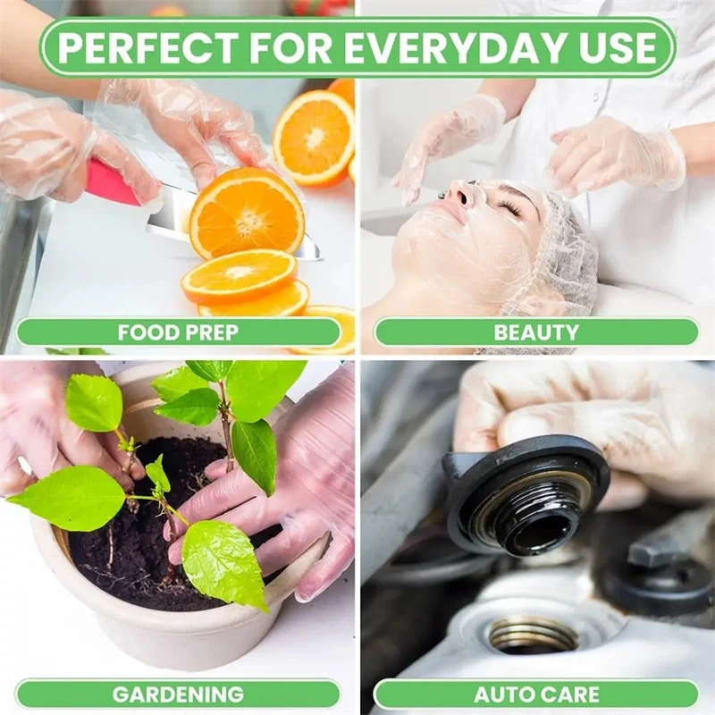 100PCS Disposable Gloves TPE Latex Free Gloves Thickened Transparent Non Slip Household Cleaning Dishwashing Hand Care