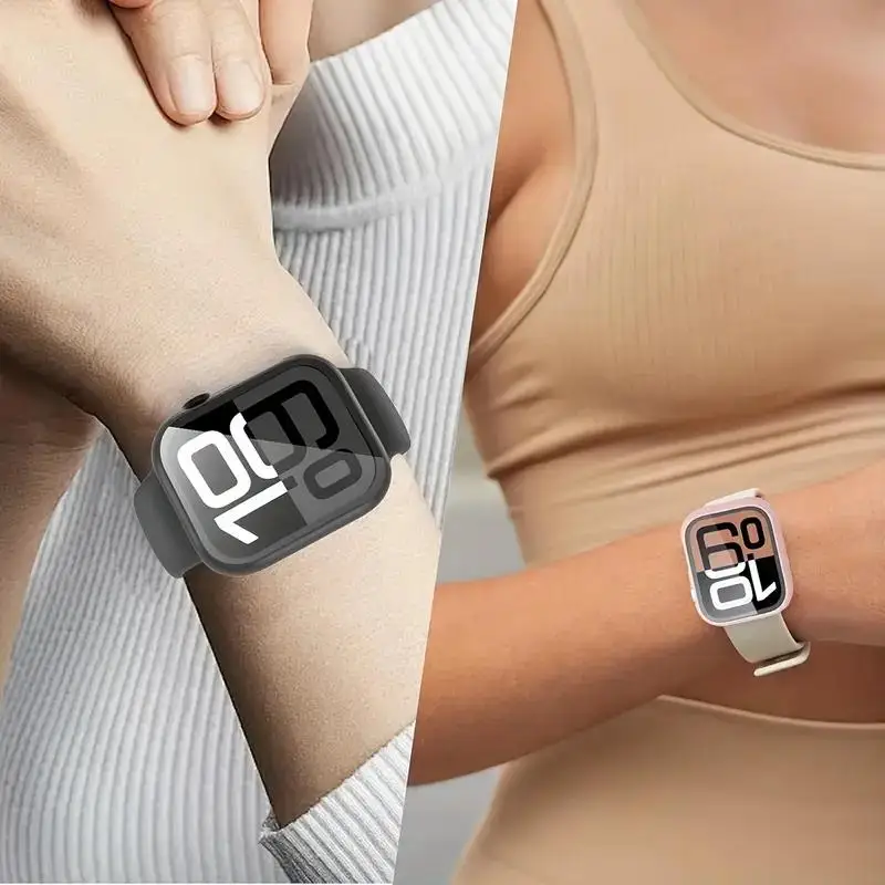 2 Pack Tempered Glass PC Bumper iWatch Screen Protector Case