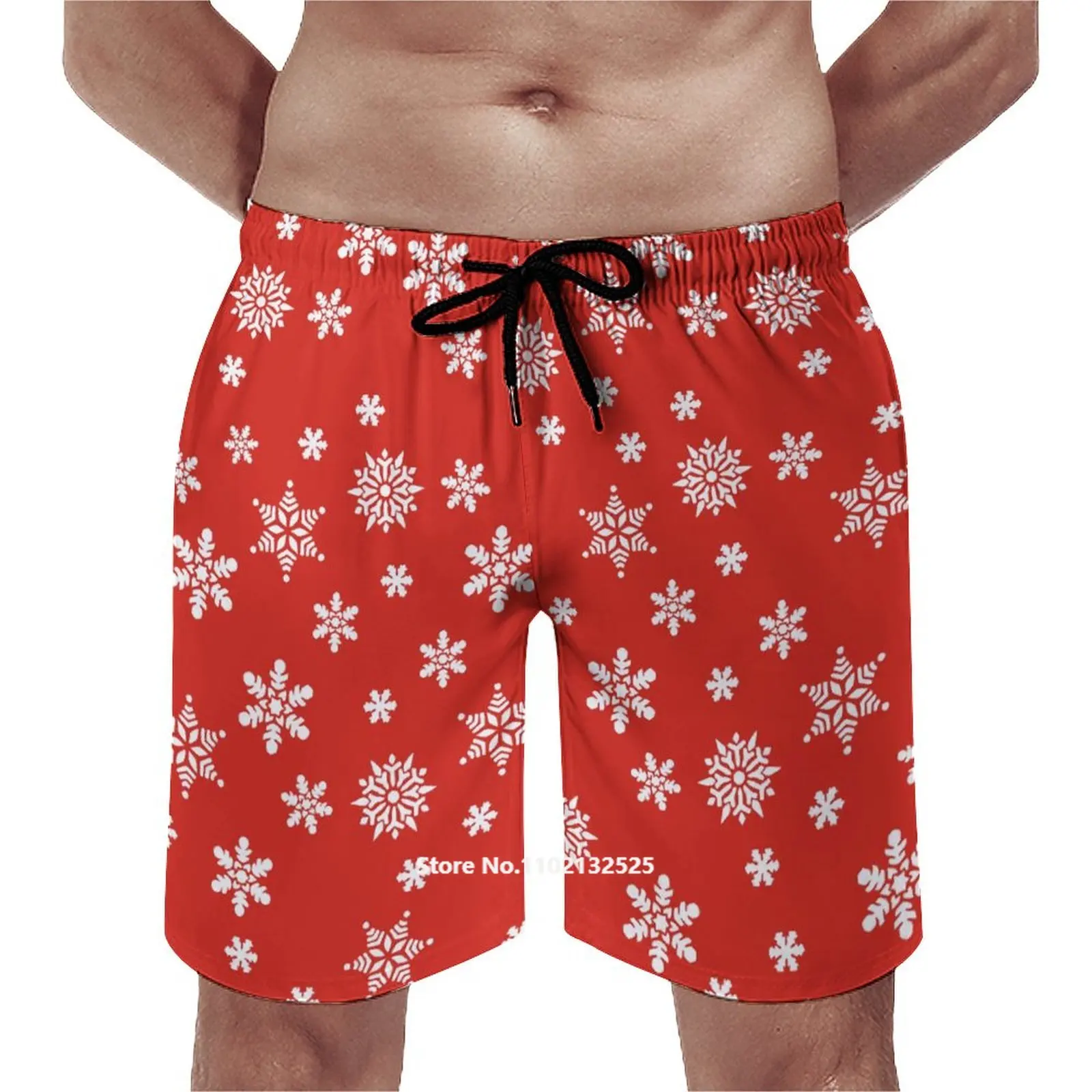 

Snow Christmas Pattern 3D Printed New Years Men's Beach Shorts Quick Dry Casual Running Pants