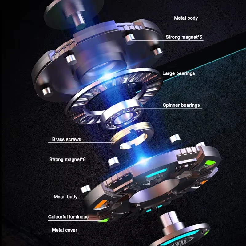 빛나는 자석 푸시 슬라이더 피젯 스피너 금속 핸드 스피너 PPB 사무실 스트레스 해소 장난감 성인 창의력 선물