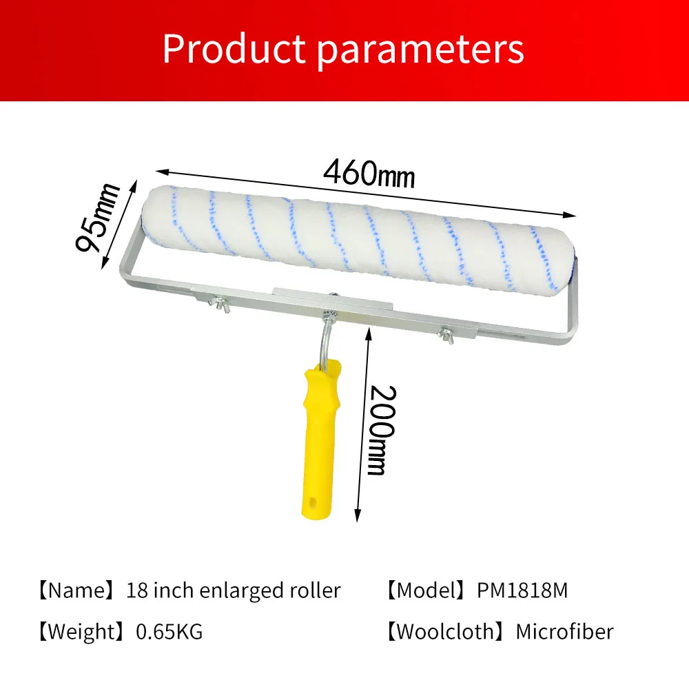 Rodillo de pintura para decoración de pared, herramienta de mango de felpa,  doble soporte, 18 pulgadas, 46cm, 6mm, 9mm, 18mm