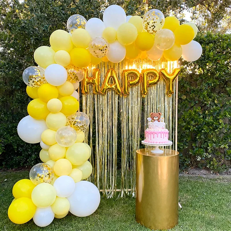 NEUE Gelbe Ballondekoration Makronen-Gelbe Latexballons Gold Glitzer Ballonset Geburtstag Hochzeit Event Dekoration – Detail 5