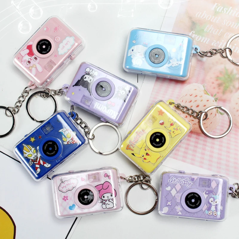

Kawaii Sanrio Kuromi Glowing Handbag Pendant Cute Cinnamoroll My Melody Cartoon Camera Creative Keychain Bag Accessory Diy Gift