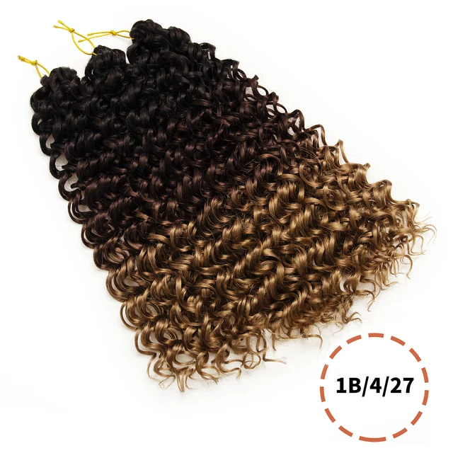 Wavy Strands Crochet Braid Hair10 14 &18inch Synthetic Ombre Wavy Curls Afro Curls Hair For Women Low Tempreture Deep Wave T1B/4/27