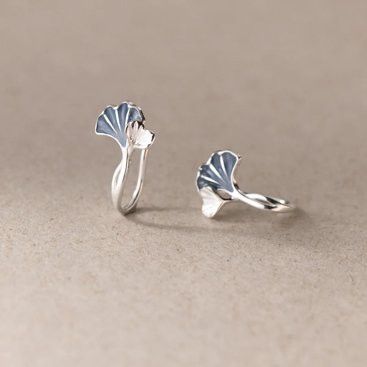 New in 925 Sterling Silver Drip Glue Ginkgo Biloba Leaves Ear Piercing Stud Earrings For Women Jewelry Wholesale Money 925 - Image 3