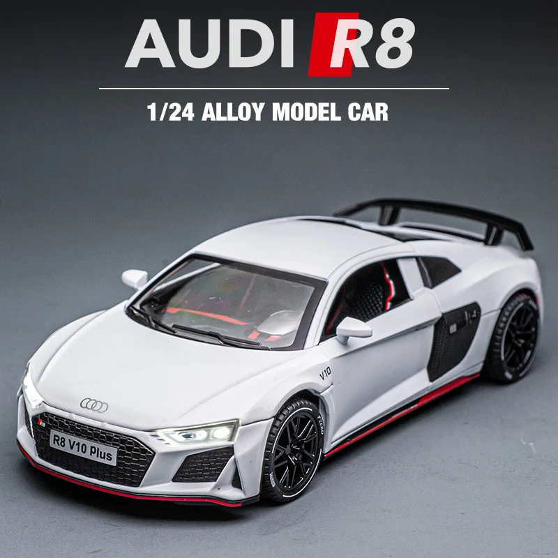 

1:24 AUDI R8 Coupe Alloy Sports Car Model Diecasts Metal Vehicle Car Model Simulation Sound Light Collection Childrens Toys Gift